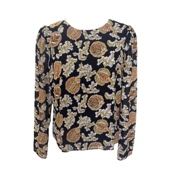 Reformation Womens Talia Top Blouse Size Medium M Paisley Print Keyhole Back EUC - Picture 2 of 16